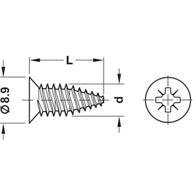 Euro screw, Häfele Varianta, PZ, steel, for honeycomb panels photo 2 Euro screw, Häfele Varianta, PZ, steel, for honeycomb panels photo 2