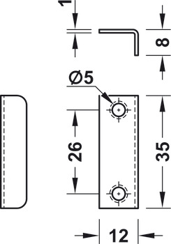 Angled striking plate, steel, nickel plated photo 2 Angled striking plate, steel, nickel plated photo 2