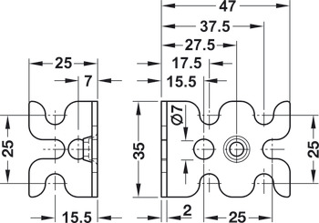 Universal bracket, for 25 mm intervals photo 2 Universal bracket, for 25 mm intervals photo 2