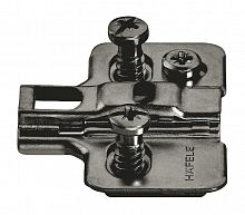 Cruciform mounting plate, Häfele Metalla 310 SM, quick-fixing system, height adjustment ±2 mm via eccentric, with pre-mounted Euro screws, distance 2 mm, black nickel